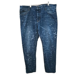 Born Fly Blue Denim Straight‎ Leg Paint Splatter Button Fly Jeans Men's Size 42